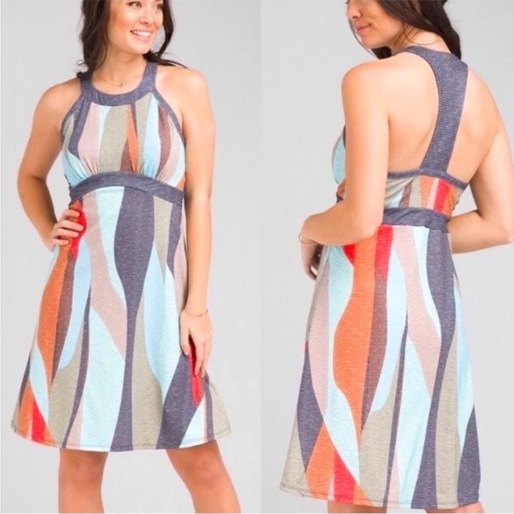 PrAna Calexico Dress Charcoal Wavy Size Large Racerback